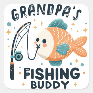 Sticker Carré Funny Baby Fish   Grand-père's Fishing Buddy Baby