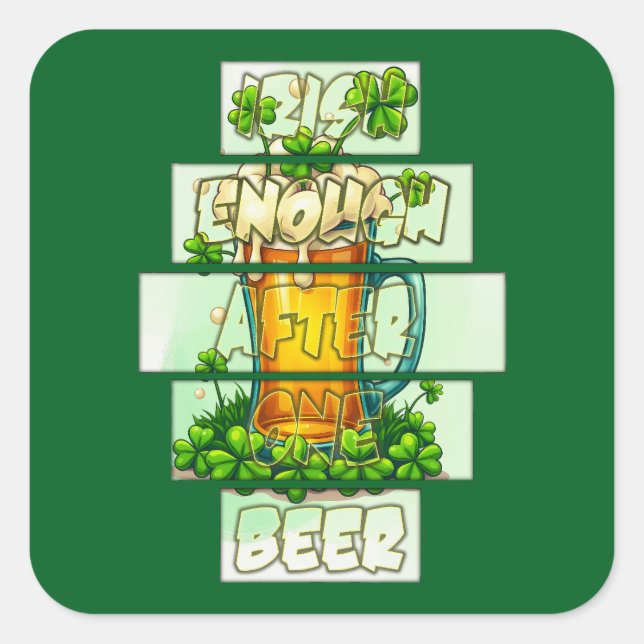 Sticker Carré Funny Beer St Patrick’s Day Shirt – Autocolante (Devant)