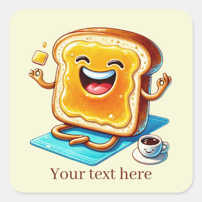 Sticker Carré Funny Breakfast toast ajouter du texte (Devant)