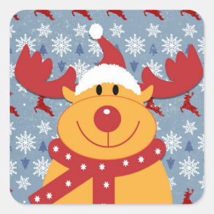 Sticker Carré funny dog wearing christmas deer costume