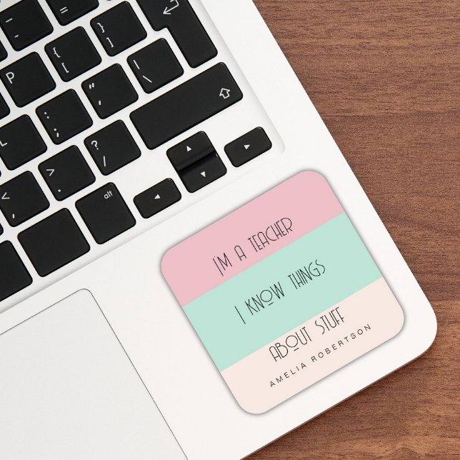 Sticker Carré Funny enseignant colorblock personnalisé (Créateur téléchargé)