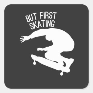 Sticker Carré funny first skating in white