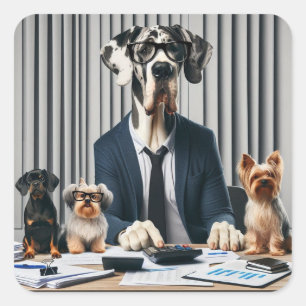 Sticker Carré Funny Great Dane Mantle de travail comptable