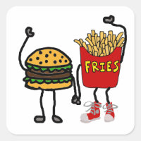 Funny Hamburger et French Fries Cartoon Art