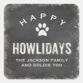 Sticker Carré Funny Happy Howlidays Amoureux des chiens Christma
