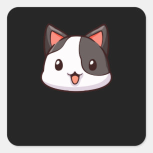 Sticker Carré Funny Kawaii Chat Cute Kitten Anime Manga