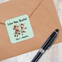 Funny "Love Moo Bestie" Personnalisé Meilleurs Ami