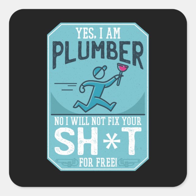 Sticker Carré Funny Plumber (Devant)