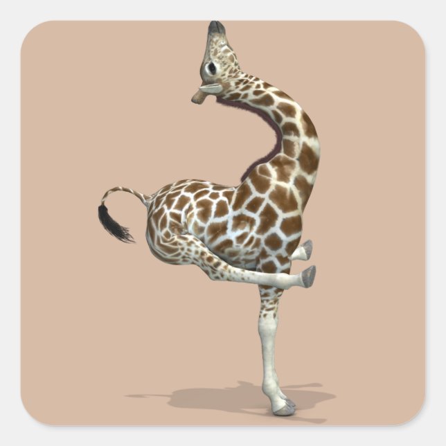 Sticker Carré Funny Sporty Giraffe (Devant)