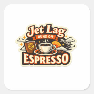 Sticker Carré  Funny Travel Coffee Lover Hat