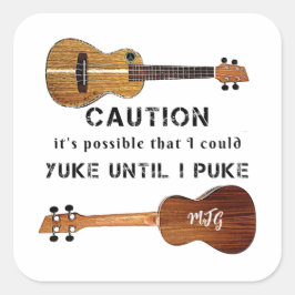 Sticker Carré Funny Ukulele Humour musicien