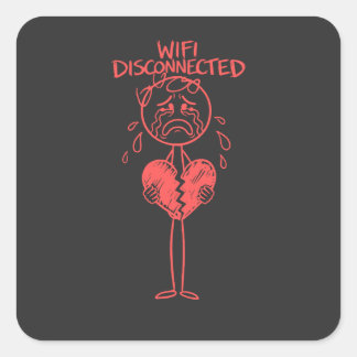 Sticker Carré Funny Wifi Disconnected Broken Heart Gamer Meme