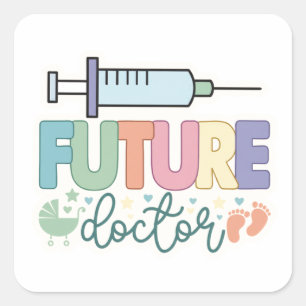 Sticker Carré Futur Médecin Cadeau Médical Mignon pour la Jour