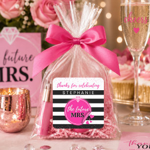 Sticker Carré Futur Mme Fête de Fiançailles Rose Glamour