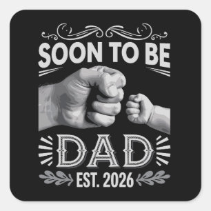 Sticker Carré Futur papa 2026 Annonce de grossesse