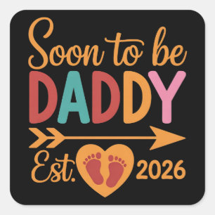 Sticker Carré Futur papa 2026 Annonce de grossesse en cours