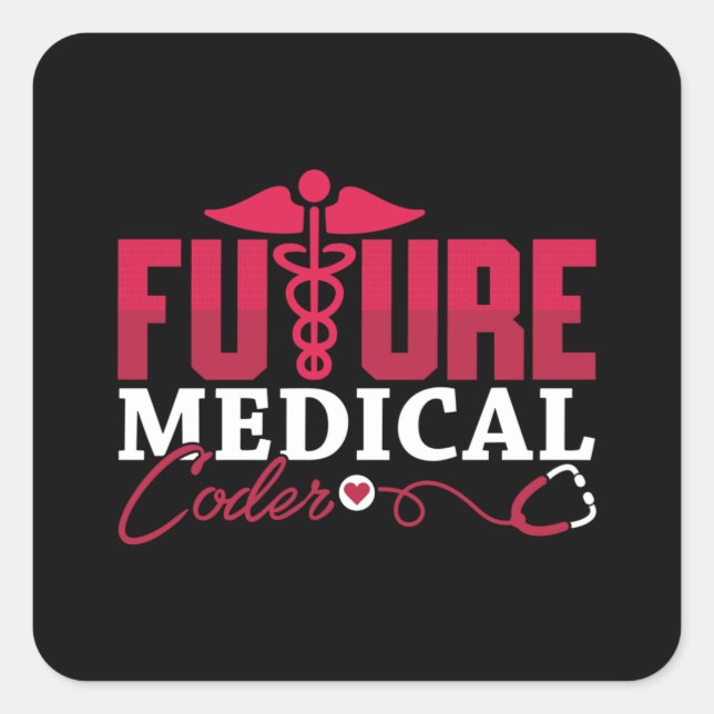 Sticker Carré Futur programmeur de codage ICD Coder Médicale Cad (Devant)