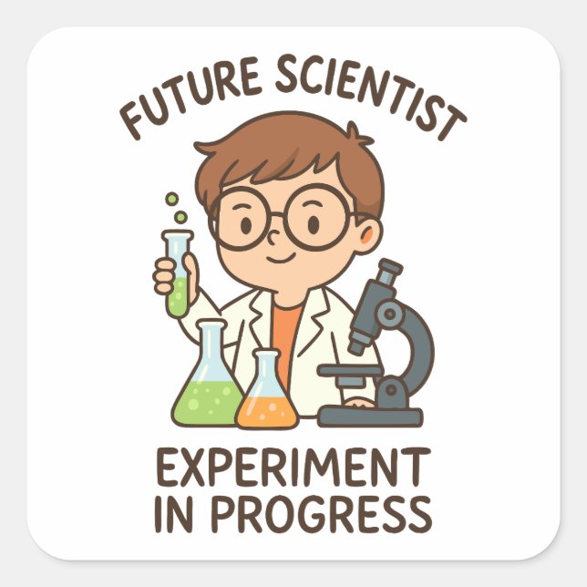Sticker Carré Futur scientifique - Expérience en cours (Devant)