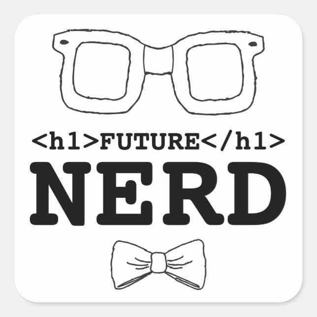 Sticker Carré Futurs Clipart Nerd Nerd Verres Clipart Conception (Devant)