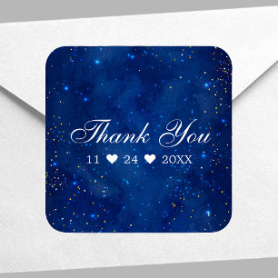 Sticker Carré Galaxie à l'aquarelle Étoiles cosmiques Étoiles fi
