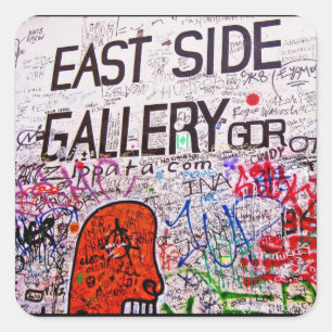 Sticker Carré Galerie de côté est, mur de Berlin, Graffiti
