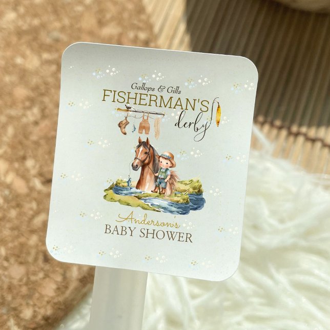 Sticker Carré Gallops and Gills Fisherman Derby Baby shower (Créateur téléchargé)