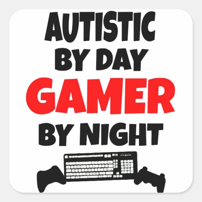Sticker Carré Gamer autistique (Devant)