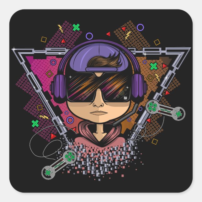 Sticker Carré Gamer Boy (Devant)