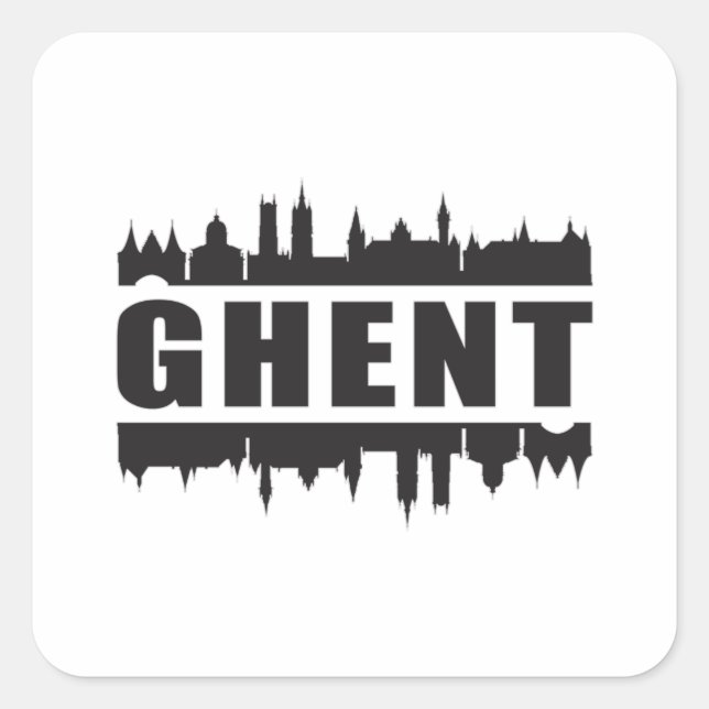 Sticker Carré Gand Belgique City Skyline Cityscape Voyage Cadeau (Devant)