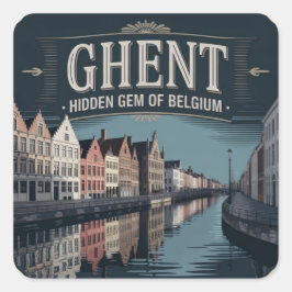 Sticker Carré Gand - Joyau Caché de la Belgique
