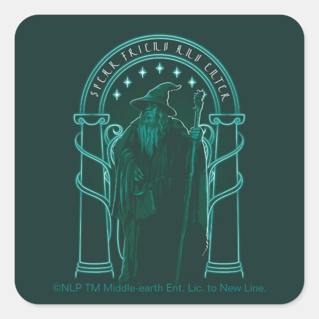 Sticker Carré GANDALF™ "Speak Friend And Enter" Doors of Durin (Devant)