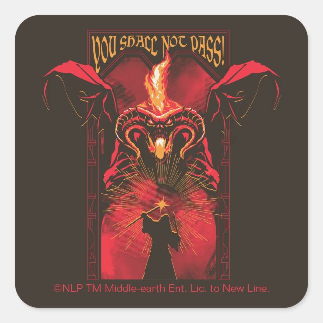 Sticker Carré GANDALF™ Vs Balrog "You Shall Not Pass" Graphic (Devant)