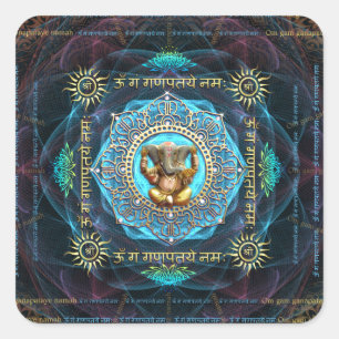 Sticker Carré Ganesha- OM Gam Ganapataye Namah