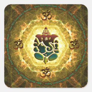 Sticker Carré Ganesha - succès, victoire, prospérité, la
