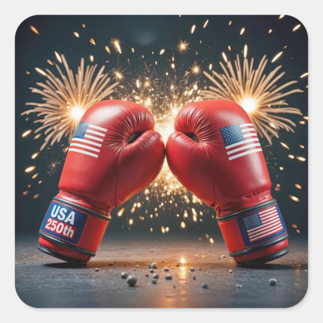 Sticker Carré Gants de boxe rouge pour USA 250e anniversaire (Devant)