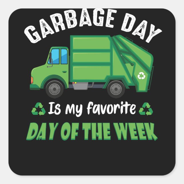 Sticker Carré Garbage Day Kids City Garbage Truck (Devant)