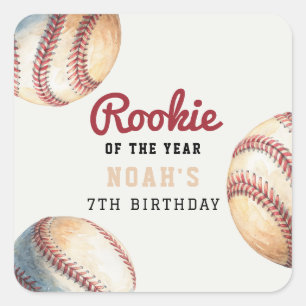 Sticker Carré Garçon d'anniversaire de baseball vintage
