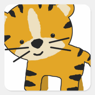 Sticker Carré Garçon de tigre de bande dessinée de bébé