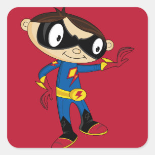 Sticker Carré Garçon mignon de super héros
