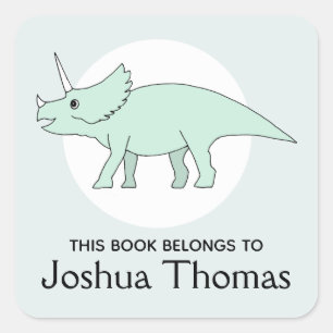 Sticker Carré Garçons Branché Ce Livre Appartient Dinosaure Nom