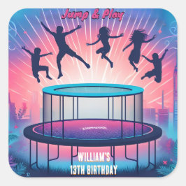 Sticker Carré garçons enfants cool trampoline Park 13e anniversa