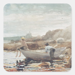 Sticker Carré Garçons sur la plage