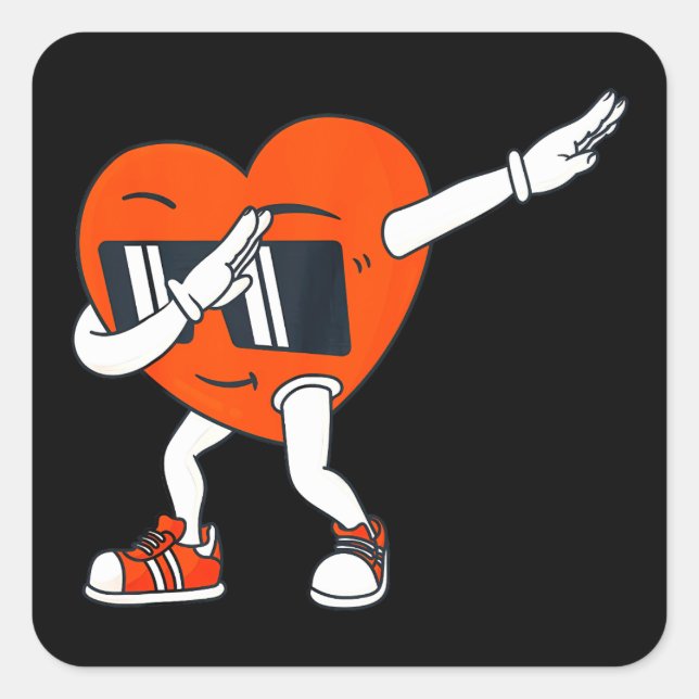 Sticker Carré Garçons Valentines Jour Dabbing Coeur Drôle Garçon (Devant)