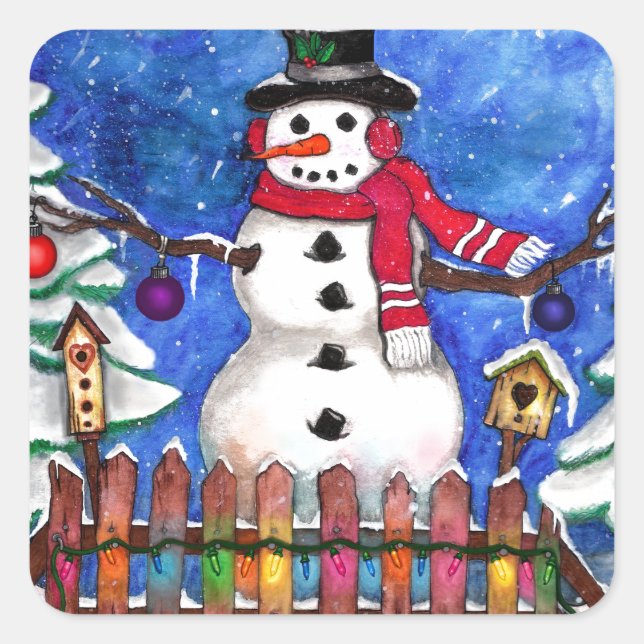 Sticker Carré Garden Snowman (Devant)