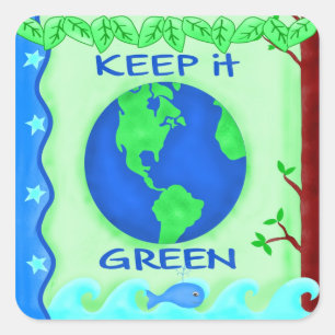 Sticker Carré Garder vert Sauver la Terre Environnement Art