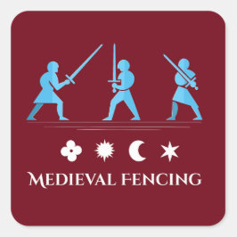 Sticker Carré Gardes de sabre médiéval – Trois postures minimale