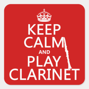 Sticker Carré Gardez la clarinette de calme et de jeu (toute