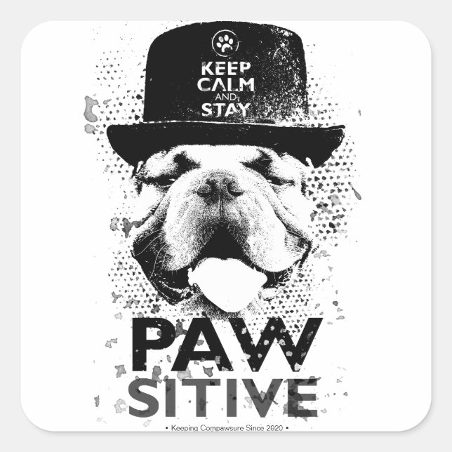 Sticker Carré Gardez le calme et restez à l'écoute (Devant)