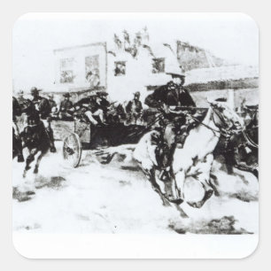 Sticker Carré Garret fait entrer Billy the Kid, 1880