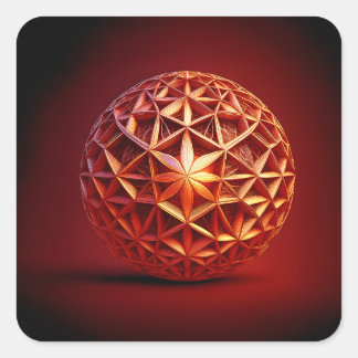 Sticker Carré Gasket Fractal Sierpinski Rouge